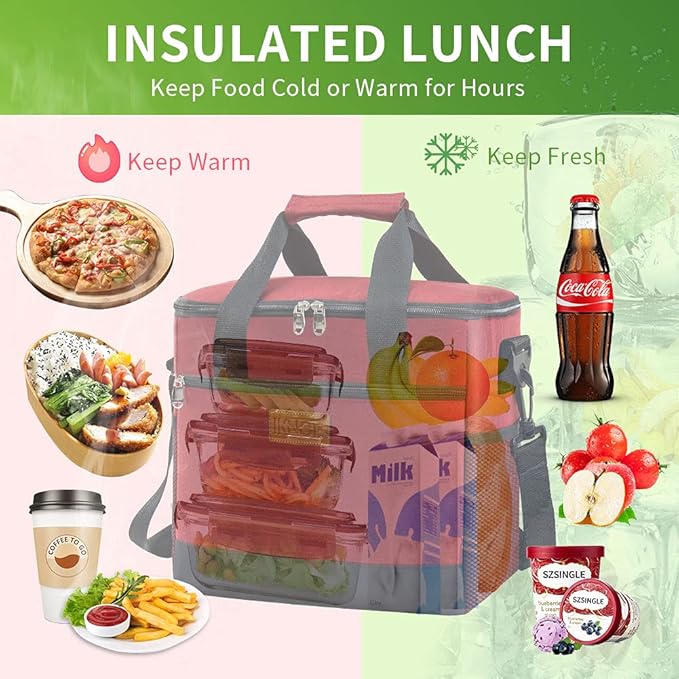 Iknoe Large Cooler Bag Collapsible 24 Can Insulated Bags Leakproof Lunch Cooler - Image 3
