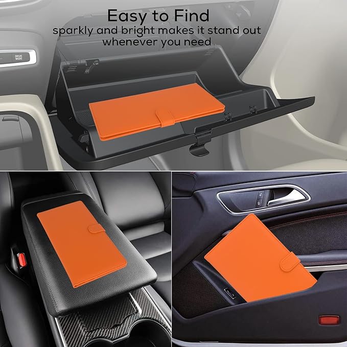 Car Registration and Insurance Holder, Leather Magnetic Shut Vehicle Glove Box - Image 5