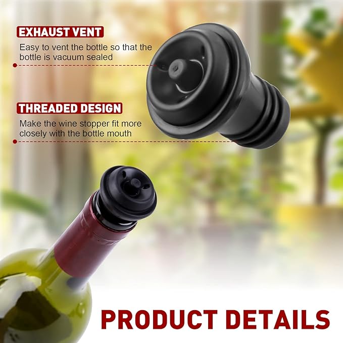 20 Pieces Wine Stoppers with Vacuum Pump Wine Preserver Vacuum Bottle Stopper - Image 3