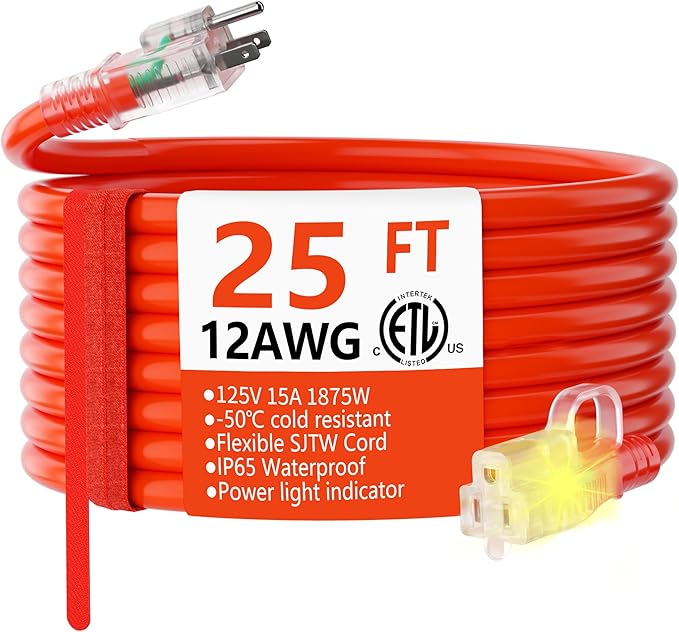 HUANCHAIN 12/3 Gauge Heavy Duty Outdoor Extension Cord 25 ft Waterproof by huanchain