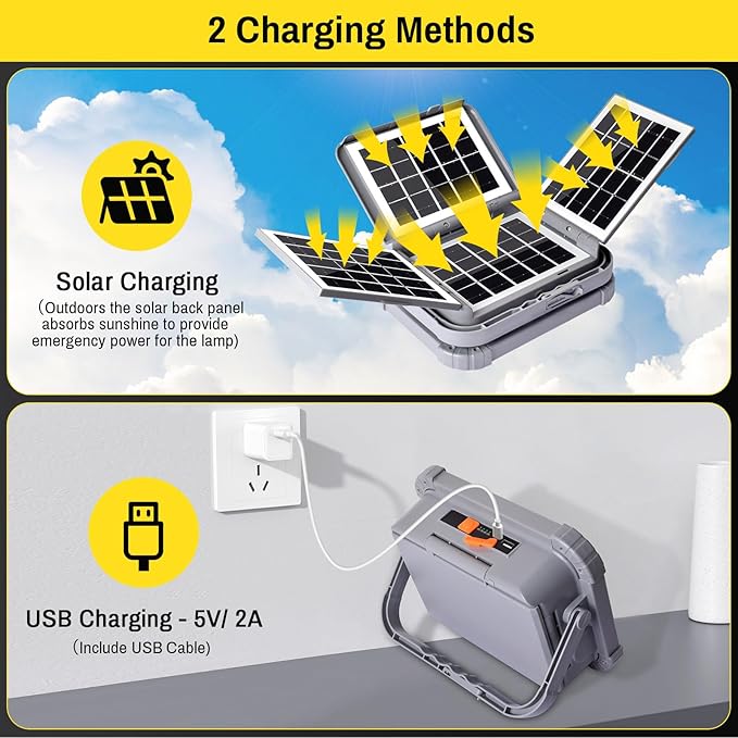 ERAY LED Work Light with 4 Solar Panel, 150W 12000mAH Rechargeable Worklight - Image 3