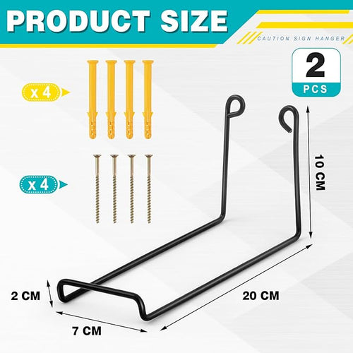 2 Pack Caution Wet Floor Safety Sign Hanger, Wall Mount Sign Hangers - Image 2