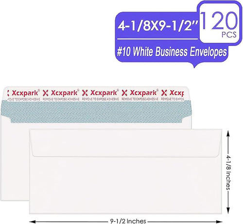120 PCS #10 White Self Seal Kraft 4-1/8 x 9-1/2 inches Security Envelopes - Image 2