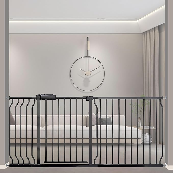 Wide Baby Gate 67-71.5 Inch Heavy Duty Steel Safety by SmartDesignBigProtection