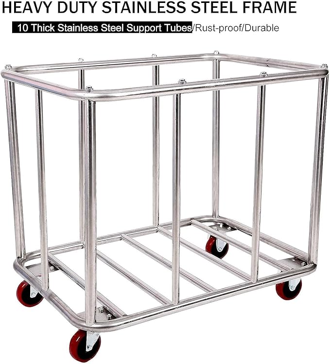 Laundry Cart for Commercial/Home, 12 Bushels Heavy Duty Large Stainless Steel - Image 5
