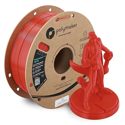 Polymaker PETG Red 3D Printer Filament 1.75mm 1kg, High Speed PETG up to 300mm/s by Polymaker