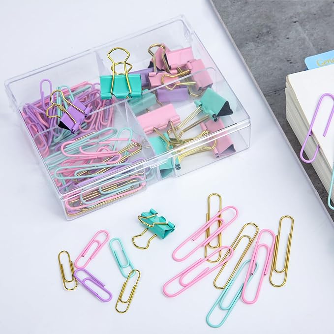 Cute Paper Clips Binder Clips Combo Set, 165 Psc, Cute Office Supplies Set - Image 7