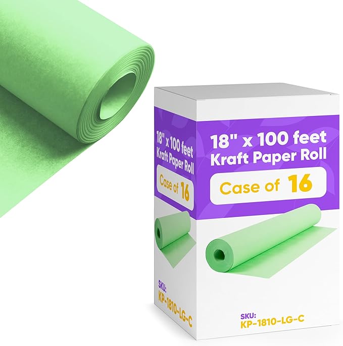 18" x 1200" Light Green Kraft Paper, 45 lbs Thickness, Made in USA Kraft Paper by Paclord
