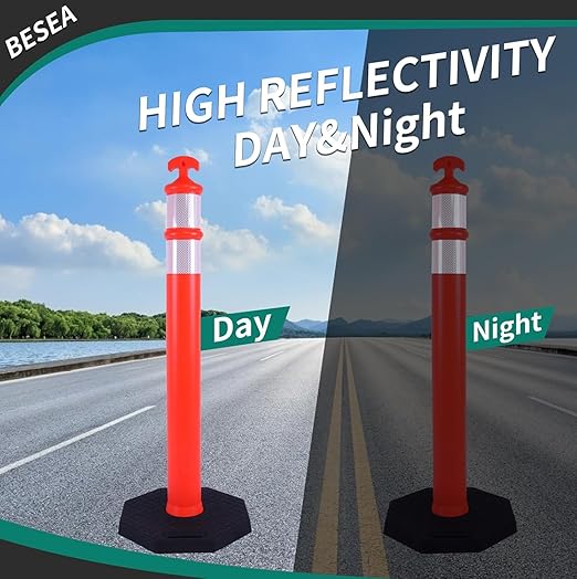 6PACK BESEA Traffic Delineators Cone 42”High Orange Traffic Safety Delineator - Image 7