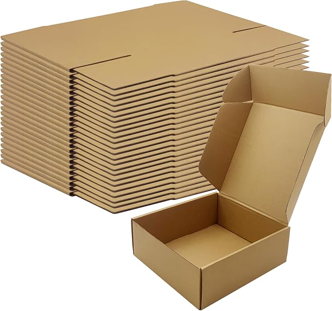 8x8x3 Inches Shipping Boxes Set of 25，Brown Cardboard Boxes Recyclable by Piscepio