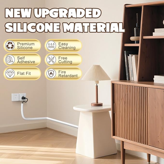 196 Inch Wall Cord Hider, Silicone Self Adhesive Cable Hider Cord Cover - Image 3
