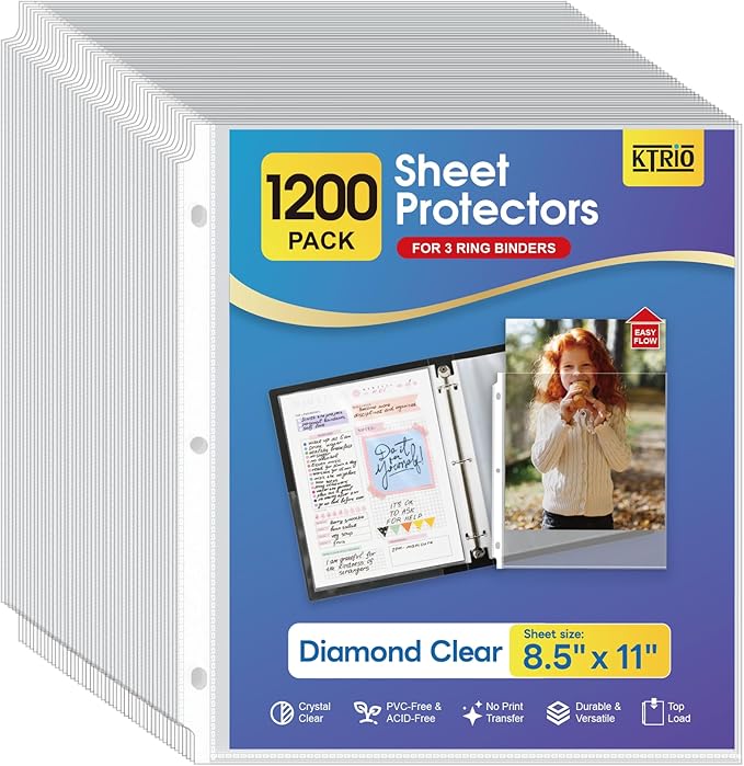 KTRIO 1200 Pack Sheet Protectors 8.5 x 11 inch, Plastic Sleeves by KTRIO