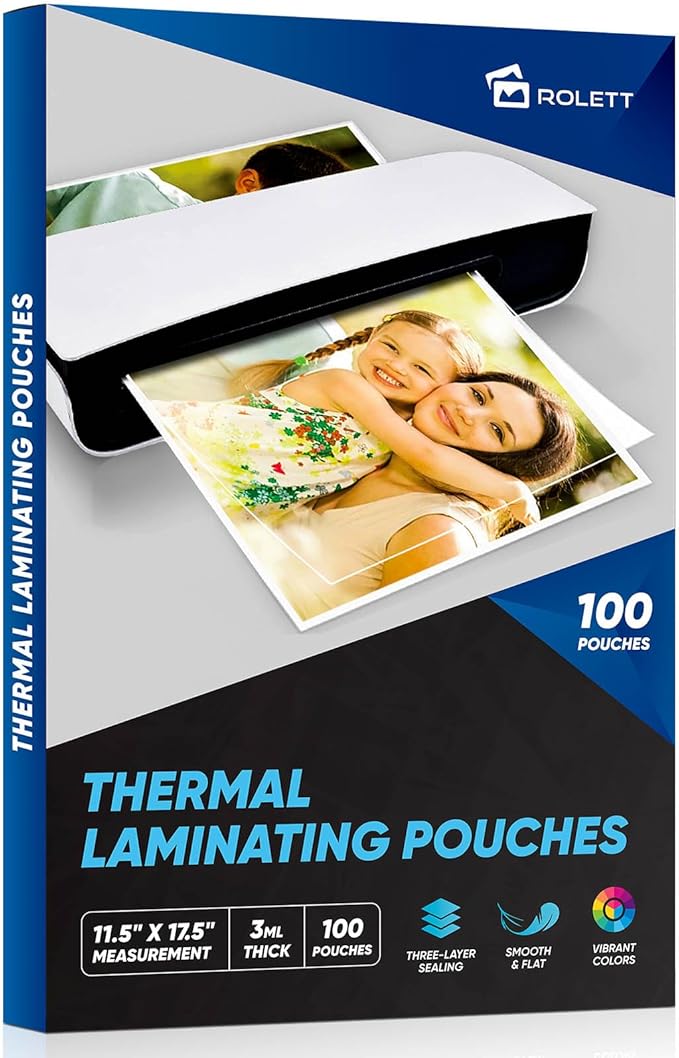 Laminating Sheets, 100 Pack Laminating Pouches Holds 11 x 17 Inch Sheets by Rolett
