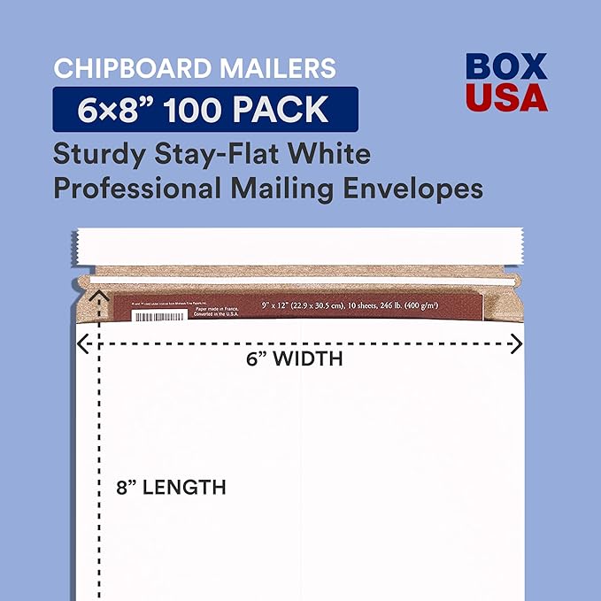 BOX USA StayFlat Envelope 6"L x 8"W 100-Pack - Image 2
