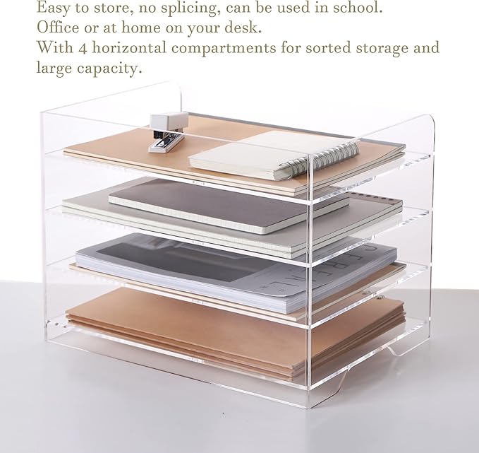 Acrylic Desk Organizer, 4 Tier Paper Tray, Office Accessories - Image 5