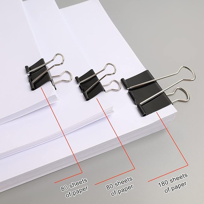 24pcs Binder Clips, 2 Inch Metal Paper Clips, Stationary Foldback Clips - Image 4