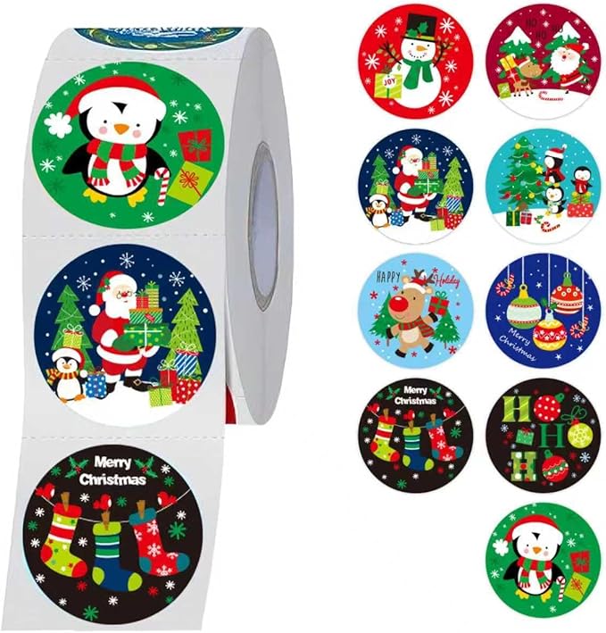 SHYGO® 1“ Christmas Envelope Seal Stickers Embossed Foil, Merry Christmas by LOVELIFETOGETHER