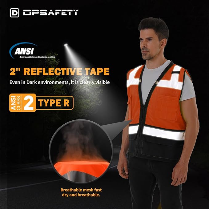 Reflective Safety vest With back plan pocket, High visibility Class 2 Heavy - Image 5
