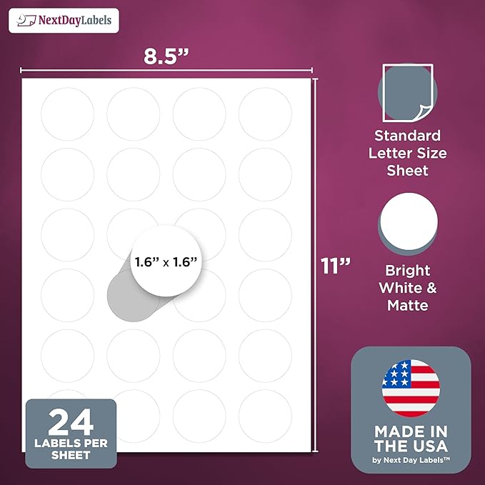 NextDayLabels – 1.66 Inch Round Labels - Image 2