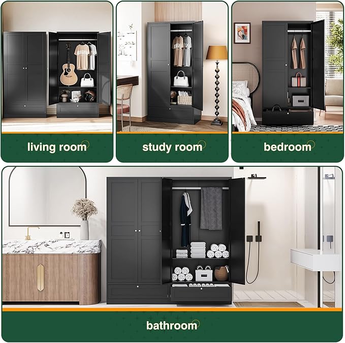 Letaya Wardrobe Closet, Bedroom Armoire Cabinet Clothes Organizer - Image 6