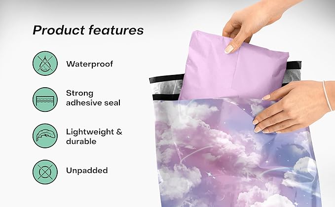 10x13 Poly Mailers – y2k Clouds – Waterproof, Tear-Resistant Shipping Bags - Image 4