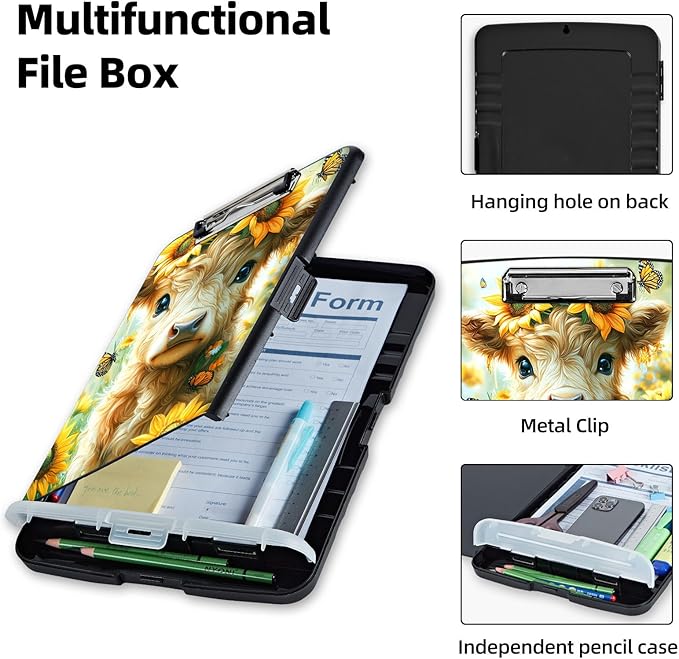 Clipboard with Storage Box & Pen Holder, Heavy Duty Clip Boards 8.5x11 - Image 3