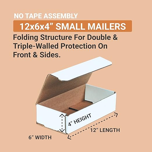 AVIDITI 12x6x4 Shipping Boxes Small Heavy Duty Corrugated Cardboard Boxes - Image 2