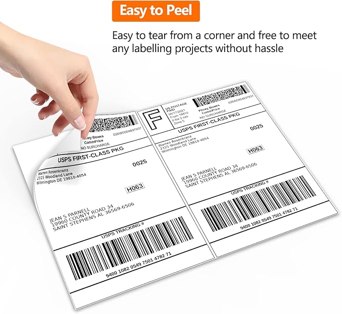 SJPACK 1000 Half Sheet Self Adhesive Shipping Labels, 8.5" x 5.5" Address Labels - Image 3