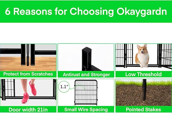 Tall Garden Fences and Borders for Dogs, 48 inch High Garden Fence, 8 Panels - Image 2