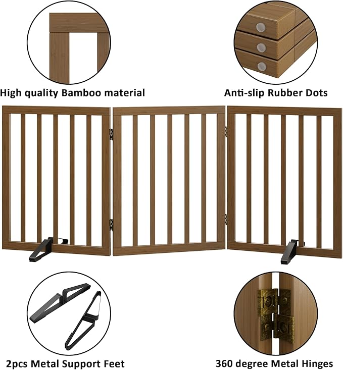 Dog Gate for Stairs, Foldable Dog Gate for Indoor Doorways House, Freestanding - Image 5