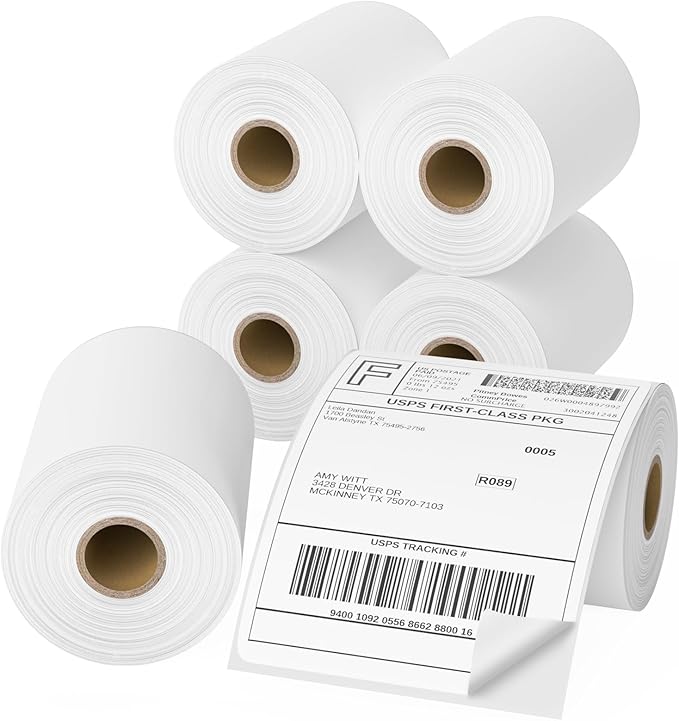 FungLam 6 Rolls 4"x6" Thermal Shipping Labels, 250 Labels/1 Roll, Perforated by FungLam