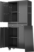 Garage Storage Cabinet with Wheels, Metal Storage Cabinet with 2 Drawers and 2 by GLADIW