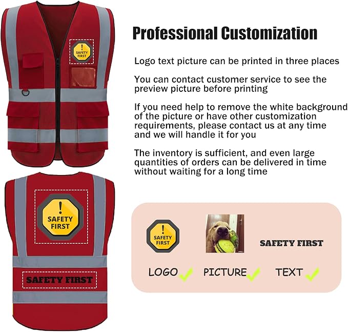 BeautyWill Custom Safety Vest Logo Class 2 High Visibility Reflevtive Vest - Image 2
