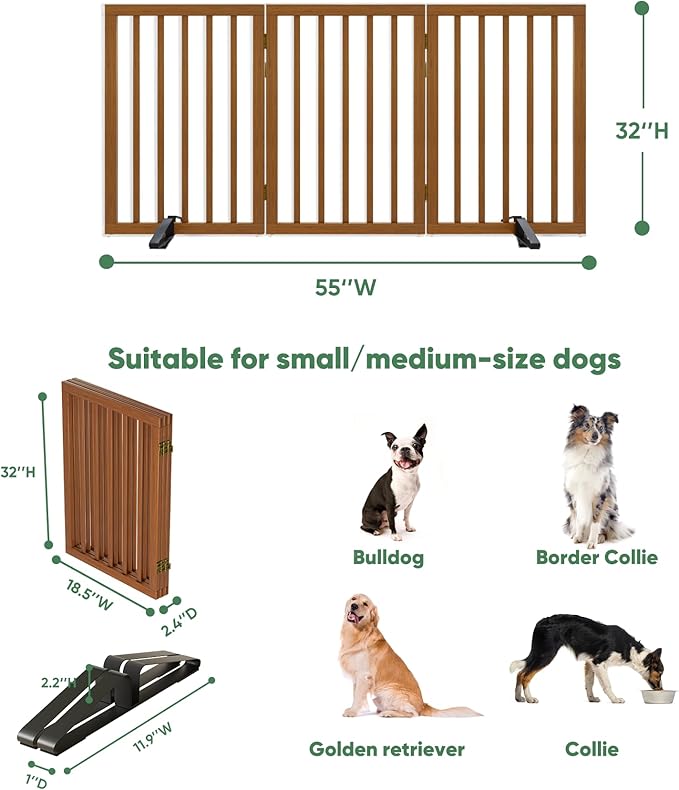 Dog Gates for Doorways, Tall Dog Gate Indoor, Foldable Pet Gates for Doorways - Image 2