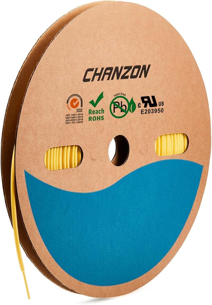 Chanzon 2:1 Ratio - 80Ft Roll - 3/32" Heat Shrink Tubing 2:1 Yellow Polyolefin by Chanzon