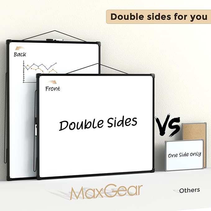 MaxGear White Board for Wall 24" x 18", Double Sided Dry Erase Board, Magnetic - Image 3