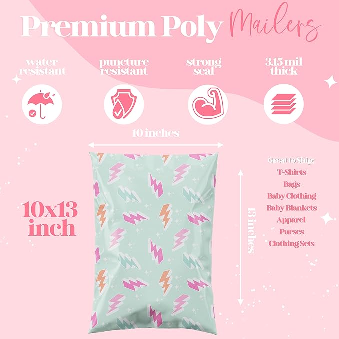 6x9 Designer Poly Mailer 100 Pack Heavy Duty Waterproof Self Seal Shipping Bags - Image 4