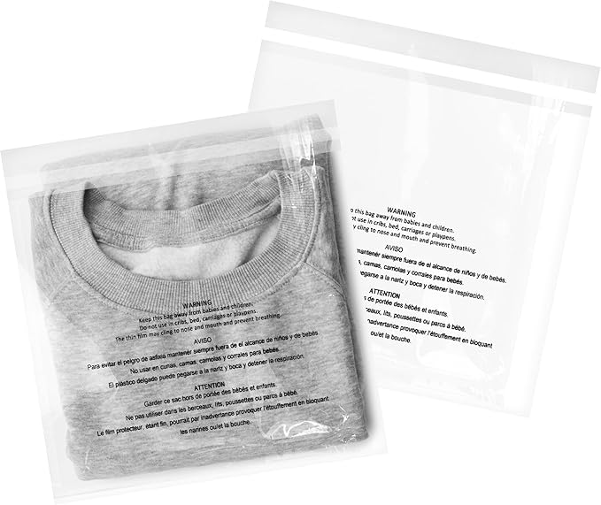 iMailer - 500 Pcs - 8" x 10", Suffocation Warning Self Seal Clear Plastic Poly by iMailer