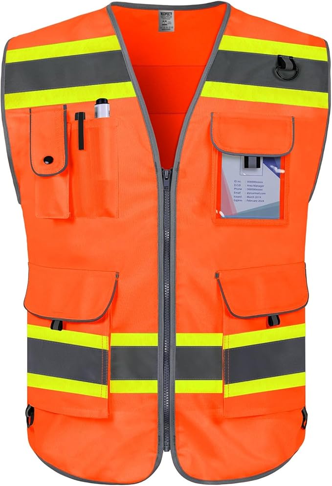 TCCFCCT Safety Vest 9 Pockets High Visibility Reflective Safety Vest by TCCFCCTPROFESSIONALSAFETYSOLUTIONS