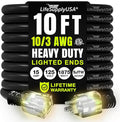 10ft Outdoor/Indoor Extension Cord 10/3 Gauge Ultra Heavy Duty 3 Prong SJTW by LifeSupplyUSA