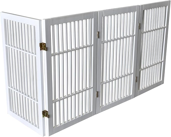 Pet Dog Gate Strong and Durable Freestanding Folding Acacia Hardwood Portable - Image 8