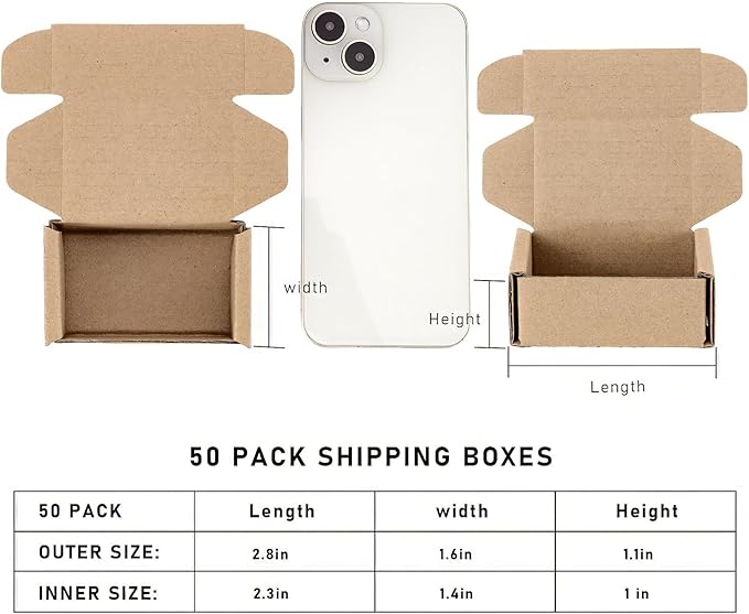 Ellbest 50Pcs Foldable Kraft Boxes Rectangular Boxes Recyclable Cardboard - Image 2