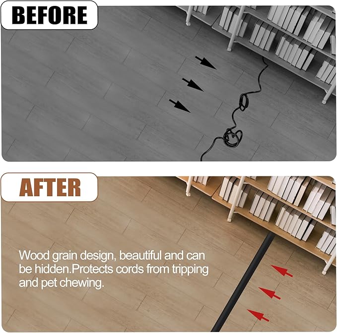MYFAMIREA 5FT Floor Cord Cover for Wire Self Adhesive Cable Cavity Management - Image 6