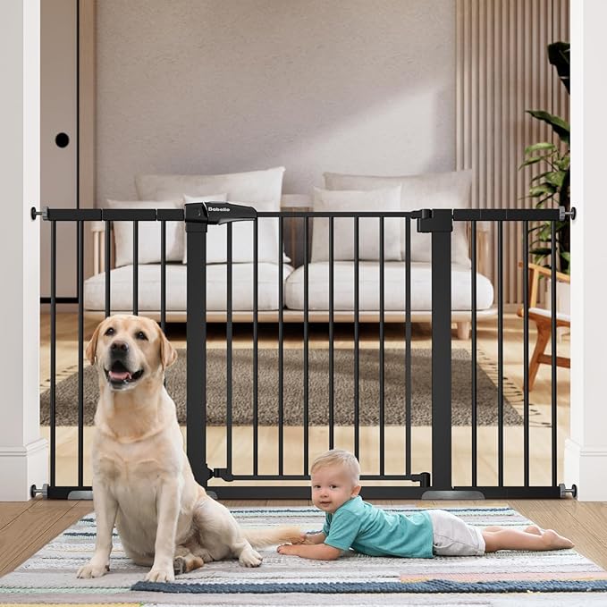BABELIO Extra Wide Baby/Dog Gate PressGuard P7, 29-55" Auto Clos by BABELIO