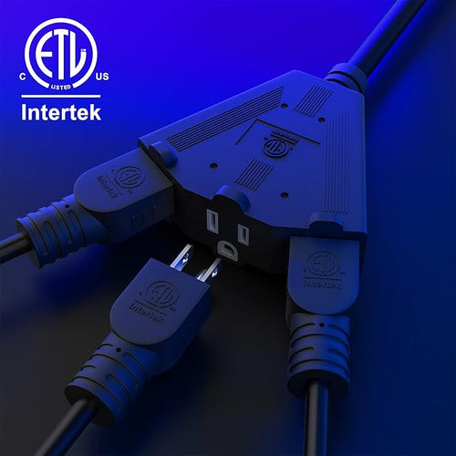 14/3 Gauge Heavy Duty Outdoor Extension Cord 12 FT, 90 Degree Angled 3 Prong - Image 2