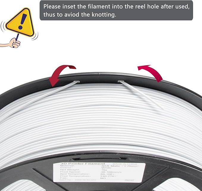 iSANMATE ASA Filament 1.75mm White 1KG, UV & Weather Resistant 3D Printer - Image 4