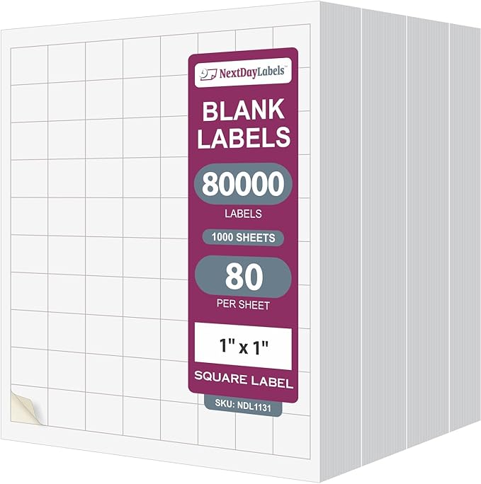 NextDayLabels – 1" x 1" Square Sticker Labels by NextDayLabels