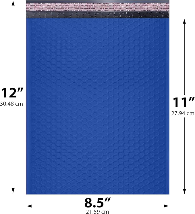 Royal Blue Poly Bubble Mailers 8.5x12 inch #2 | Self Seal Padded Envelopes | - Image 2