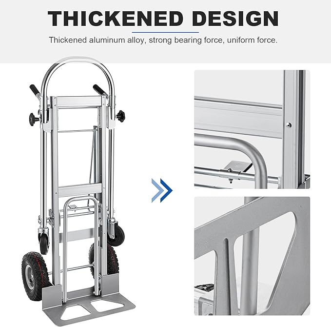 3 in 1 Convertible Hand Truck Dolly, Heavy-Duty Aluminum Hand Truck, 1000 lb - Image 4