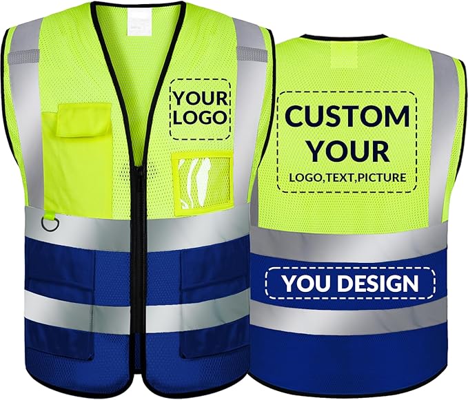 BeautyWill Custom Safety Vest Logo Class 2 High Visibility Reflevtive Vest by BeautyWill